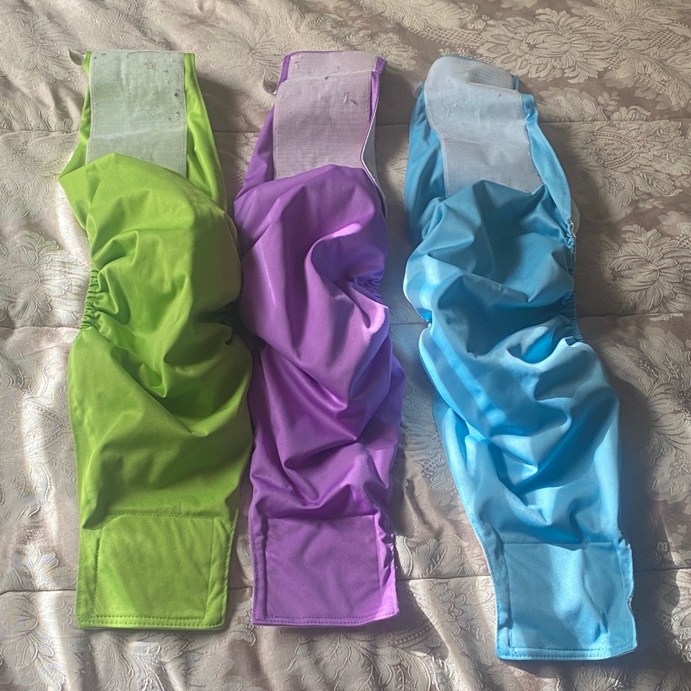 Manner Bands/Belly Bands diaper alternative for male dog Green, Purple, and Blue